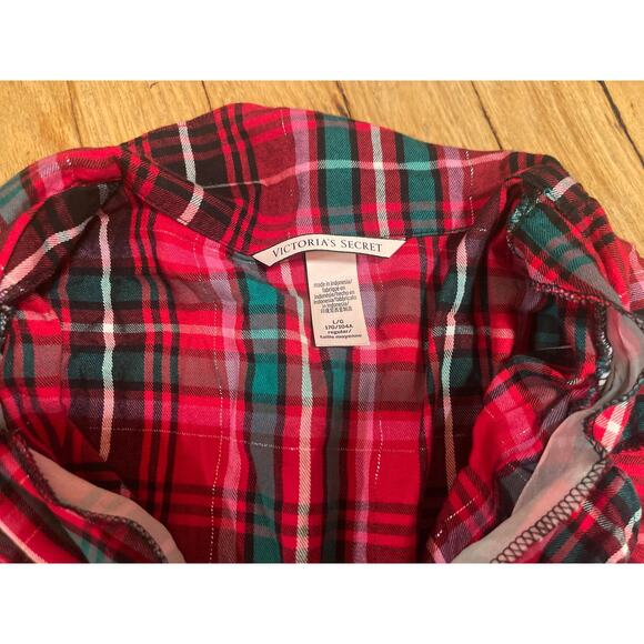 Victorias Secret Red Plaid Pajamas Pant Long Sleeve Shirt Cozy Set Womens Large - Picture 2 of 8